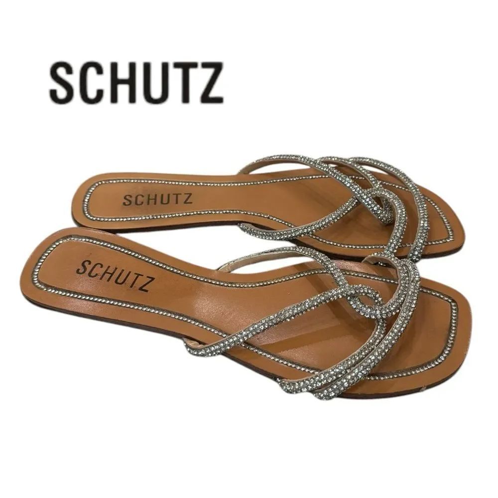 Schutz Women's Honey Rhinestone Embellished Crystal Slip-on Slide Sandals 7